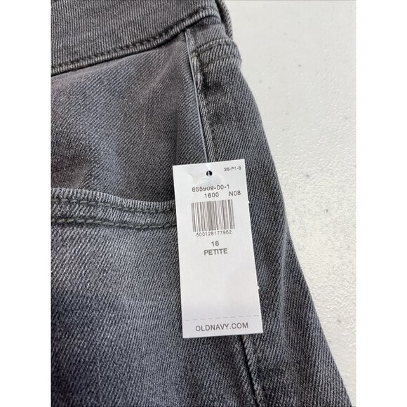 Old Navy Women Petite Size 16 Wow Wide Leg Jeans High Rise Dark Gray NEW - Picture 4 of 9